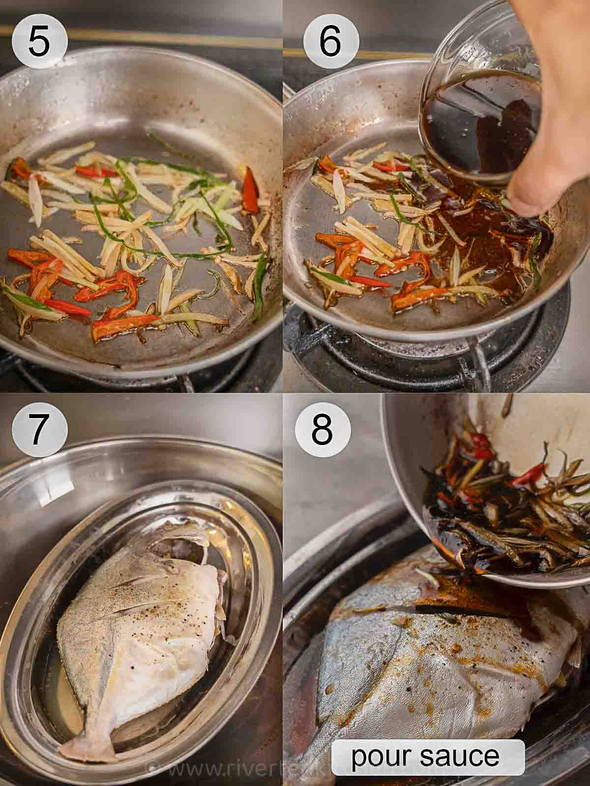 steps on how to make Chinese sauce for Steamed Fish.