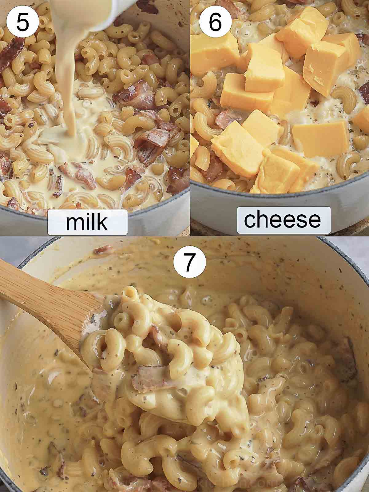 step by step photos on how to cook mac and cheese in one pot.
