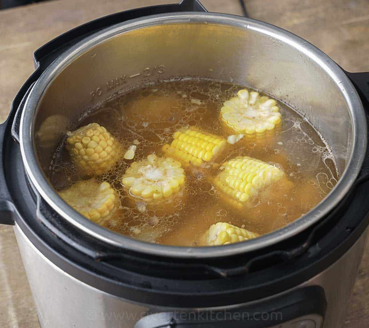 Beef bone soup cooked in an instant pot.