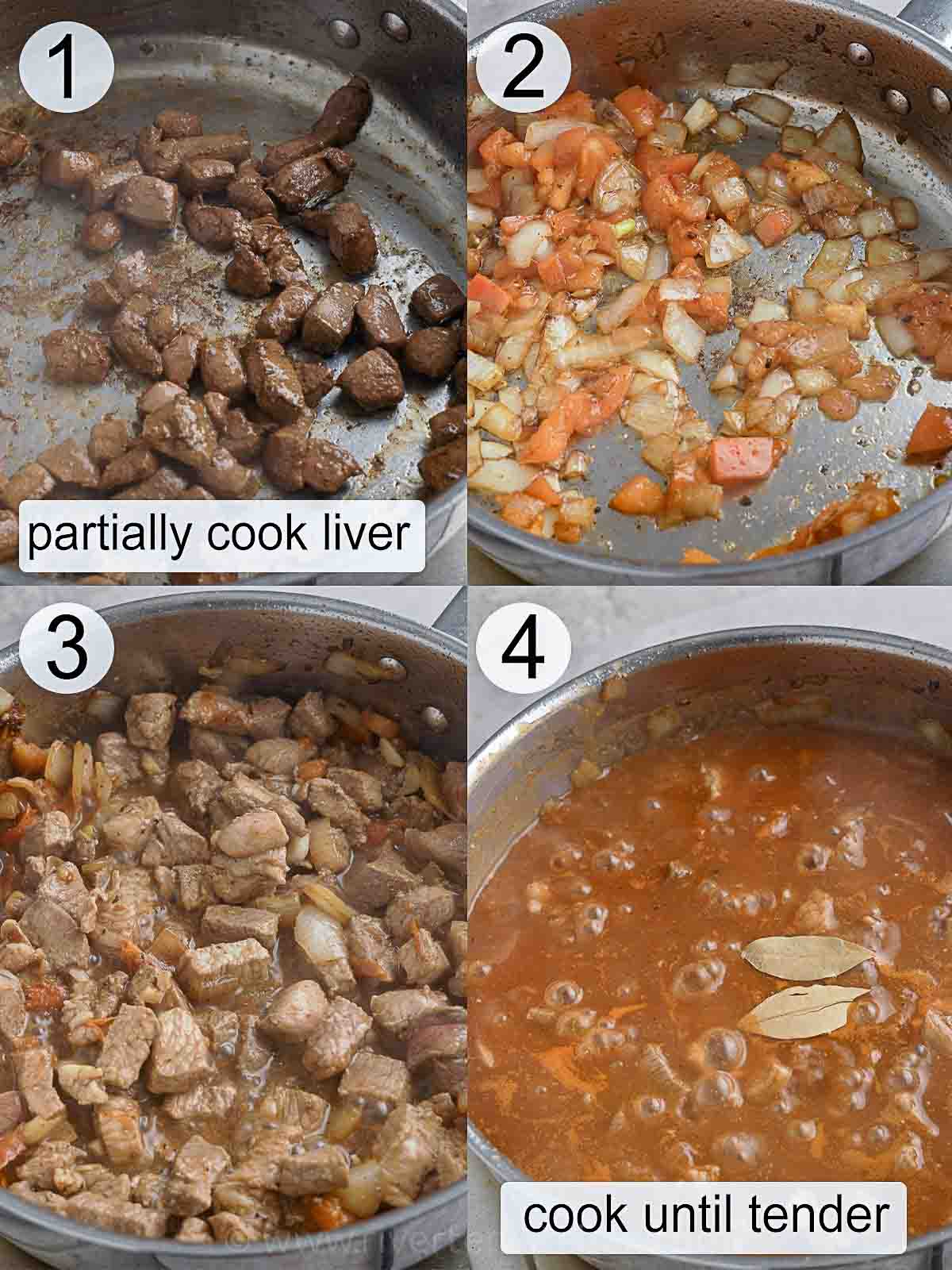 step-by-step process on how to cook Filipino pork menudo.