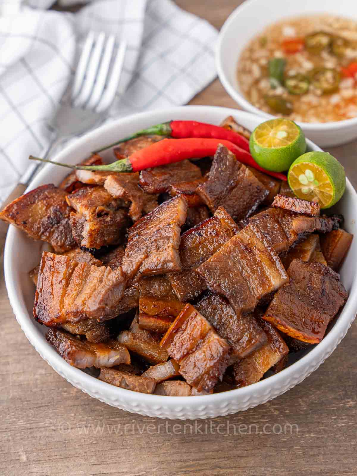 Filipino marinated pork belly then grilled in charcoal or in an air fryer.